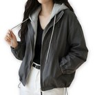 메리앤유 코튼 소재 후드 레이어드 바람막이 점퍼 루즈핏 간절기 자켓