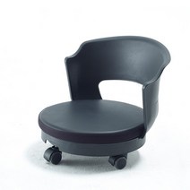 탑체어 앉은뱅이 회전 좌식의자, 앉은뱅이의자 등받이 가죽형_블랙