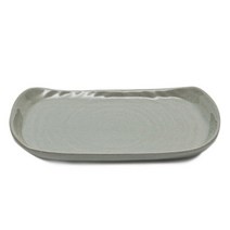 광주요 조합토 쑥빛 편사각접시 대