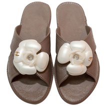 에바 여성용 플라워 거실화, 브라운, 1개