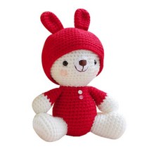 야미돌 토끼모자곰 코바늘 인형 패키지, 레드, 1개