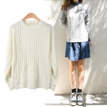 잼 여성용 꽈배기라운드 니트