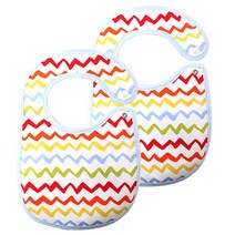 맘스케어 유아용 순면 스냅 방수 3겹 턱받이, 컬러물결, 2개