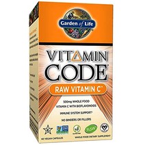 Garden of Life 비타민 코드 로우 비타민 C 500mg 비건 캡슐, 60캡슐, 1개