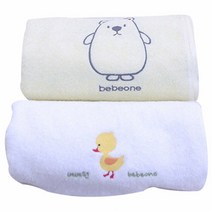 베베원 곰돌이   오리 순면 목욕타월, 옐로우, 화이트, 1세트