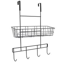 코시나 무타공 문걸이 후크선반 1단, 블랙, 1개