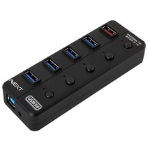 USB3.0 4포트+충전 1포트 유전원허브 /NEXT-UH305, 블랙