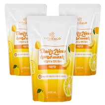 비타할로 데일리뉴 핸드워시 레몬향 리필, 450ml, 3개