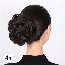 하이유니 왕 똥머리 집게 헤어피스, 브라운블랙, 4개