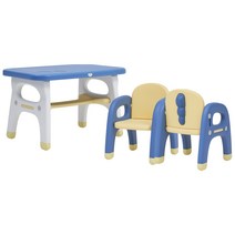 BeneBene 유아용 헬로 디노 2인용 책상   의자 세트, 블루