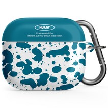 누아트 마블잉크패턴 디자인 하드케이스, 에어팟3세대, 마블잉크패턴 블루그린