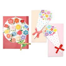 빅꽃다발 롤링 편지지 스위트 + 부케 메세지 카드 2p 세트, 핫핑크(롤링편지지), 랜덤발송(부케메세지), 1세트