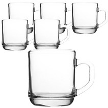 럭키글라스 일자 머그잔 세트 300ml, 6개