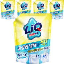 리큐 꿉꿉한 냄새 싹 실내건조 플로럴향 액체세제 리필, 2.1L, 5개