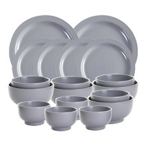 디샤 4인 홈 식기세트 18p, 그레이, 공기 4p + 대접 4p + 레머킨 4p + 7인치 접시 4p + 9인치 접시 2p