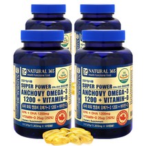 내츄럴365 슈퍼파워 엔초비 오메가3 1200 + 비타민D 90캡슐, 117.27g, 4개입