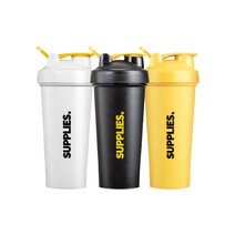 서플라이스 쉐이커 보틀 700ml x 3p 세트, 블랙, 화이트, 옐로우