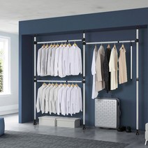 리우리빙 3단 조절 행거 + 집게 세트, 블랙 + 화이트