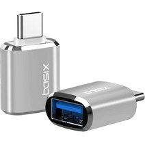 [c타입usb변환] 베이식스 C타입 to USB 3.0 변환 OTG 젠더 A30 2p, 메탈 실버