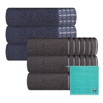 송월타월 호텔용 리치라인 수건 청색 3p + 코밍 수건 3p + 테리 베이커리 고리타월 랜덤 발송, 회색, 1세트