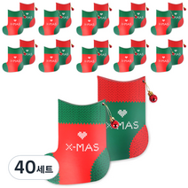 인디케이 크리스마스 양말 상자 + 데코 장식 세트, 혼합색상, 40세트