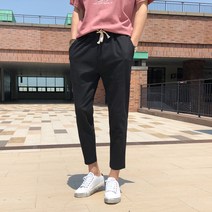 머시따 남녀공용 테이퍼드핏 린넨 밴딩 긴바지