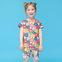 캔디베이비 아동용 빅플라워 5부 내의 상하 세트