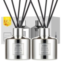 쿤달 퍼퓸 디퓨저 실버 에디션 200ml 2개 + 섬유스틱 10개, 일랑일랑향