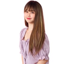 가발위드 투톤 스트레이트 컬러 헤어피스 5p + 트윙클 붙임머리 세트, 블랙옐로우(피스), 랜덤발송(트윙클 붙임머리), 1세트