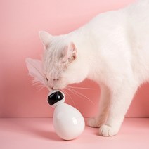 고양이 로보트 오뚝이 깃털 장난감, 화이트