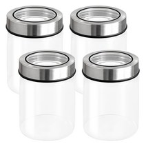 차이나다 투명커버 원형 밀폐 유리병, 550ml, 4개