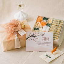 라솔트 보자기 메세지 용돈박스 세트 + 쇼핑백, 골든코랄(용돈박스), 랜덤발송(조화)