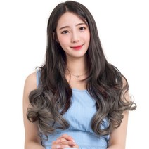 준 투컬러 웨이브 1피스 붙임머리 50cm 190g, 블랙 + 애쉬그레이, 1개