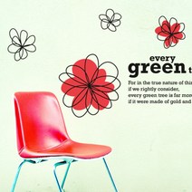 디자인베이 포인트스티커 심플플라워, 레드+블랙 글자