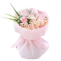 베이비베이커리 아기옷플라워 미니베어 부케 신생아 핑크