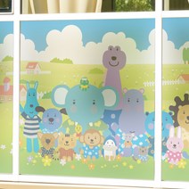 뭉키데코 고급안개칼라시트 주주친구들 들판에서 놀아요, 혼합 색상