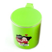 키친유 뿌까 이중 스텐 뚜껑컵, 그린, 1개