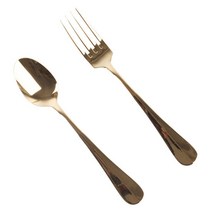 어퍼테이블 커트러리 브런치용 B 스푼 + 포크, 골드, 1세트