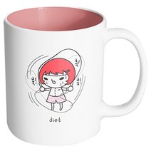핸드팩토리 빨간머리 다이어트 머그컵, 내부 파스텔 핑크, 1개