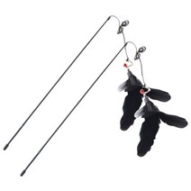 라이프포인트 깃털방울 낚시 고양이 스틱 장난감, 블랙, 2개입