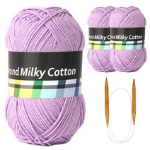 브랜드실 밀키코튼 별무늬 목도리 DIY 뜨개실 3p + 고급 흑대바늘 3.5mm, 32번 라일락, 1세트