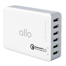 알로 6포트 퀄컴 QC3.0 고속 멀티충전기 UC601QC3, 혼합 색상, 1개
