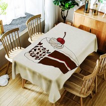 아울리빙 일러스트 감성디자인 식탁보, J, 140 x 140 cm