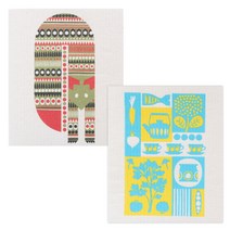 유니아트 북유럽 행주 2p 세트 고양이 + 티타임, 혼합 색상