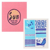 유니아트 북유럽 행주 2p 세트 썬 핑크 + 블루베리, 혼합 색상