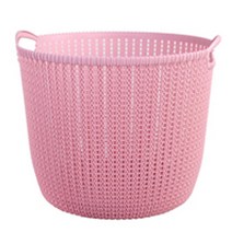 리버그린 짜임 다용도 원형바구니 소, 핑크, 1개
