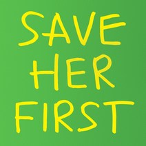 1AM 캘리그라피 인테리어 포인트 스티커 SAVE HER FIRST, 노랑