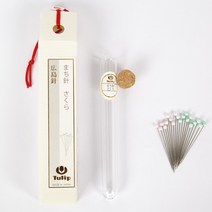 튤립 유리구슬 시침핀 세트 벚꽃 20p THN-096, 연분홍, 푸른색, 1세트