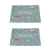 아울리빙 플라밍고 키친 린넨 테이블매트 2p, B, 42 x 32 cm