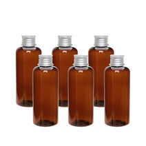 병도매닷컴 DT100 갈색투명 음료용기 알루미늄 실버캡, 100ml, 6개입